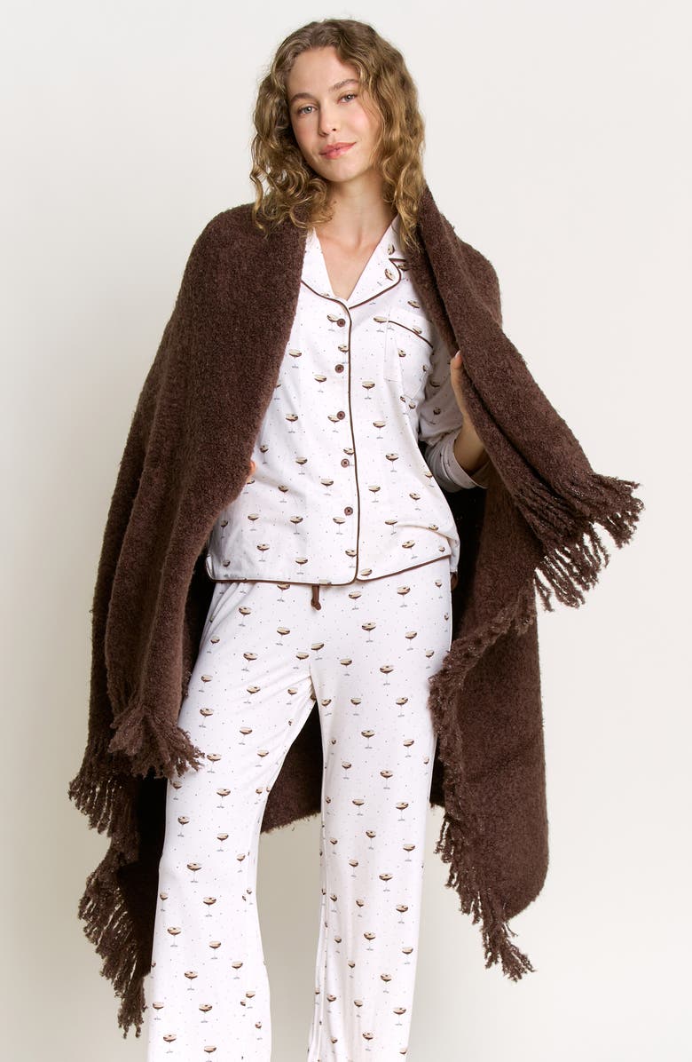 Honeydew Bouclé Knit Throw Blanket, Alternate, color, Chocolate