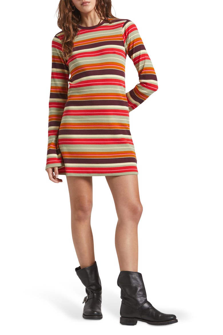 Dolly Long Sleeve Stretch Cotton Knit Dress, Main, color, MULTI STRIPE