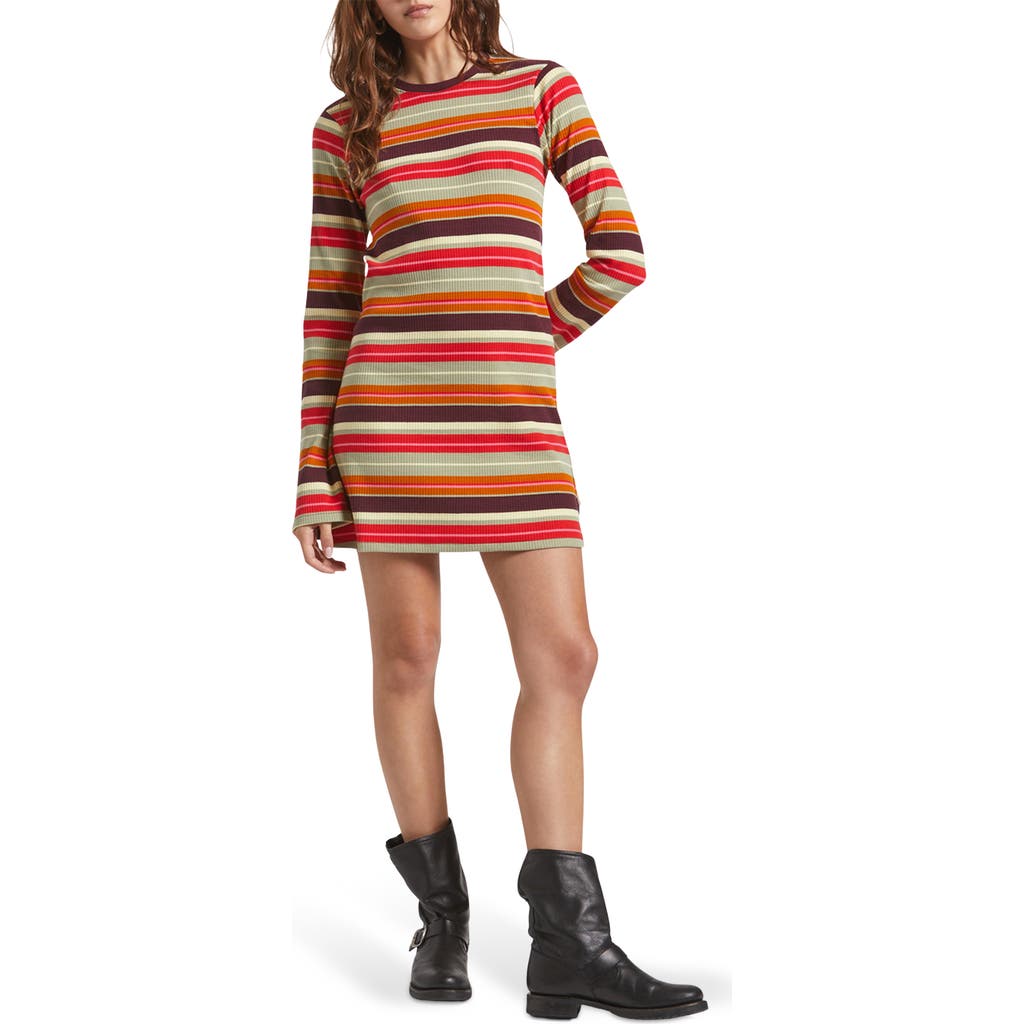 Brixton Dolly Long Sleeve Stretch Cotton Knit Dress In Multi