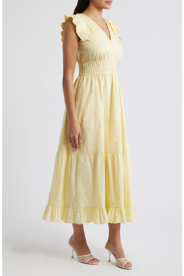 Pleat Sleeve Cotton Dress, Alternate, color, BUTTERCUP
