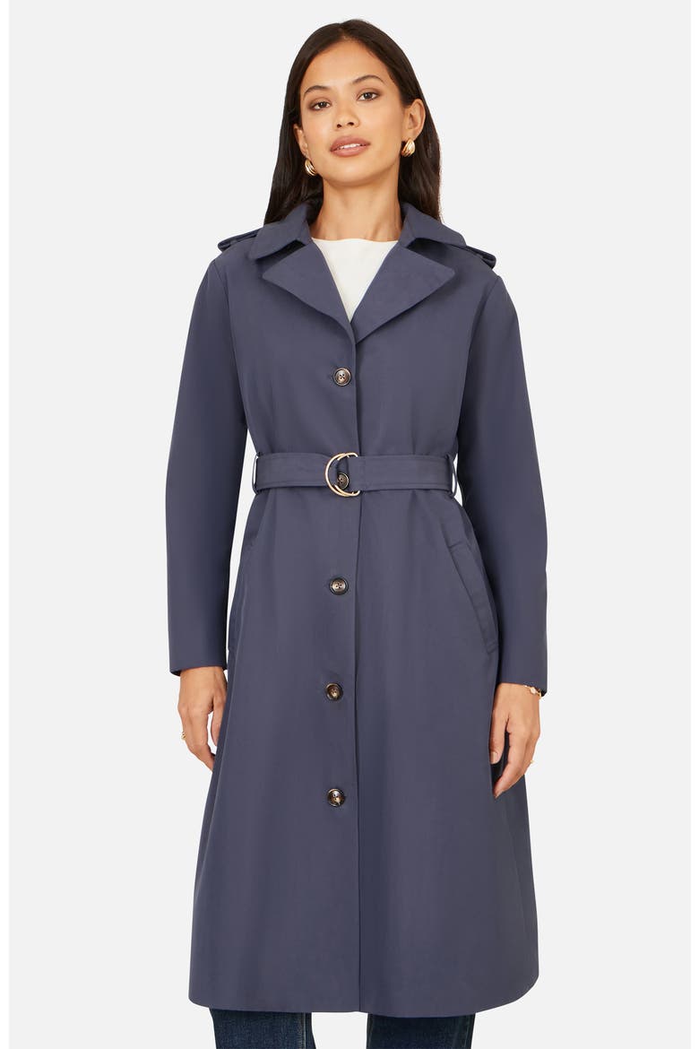 Belted Long Trench Coat, Main, color, Navy