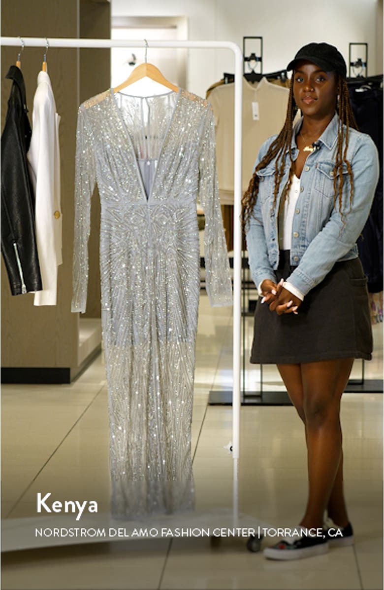 boutique sequin & mesh maxi dress Rachel Sequin Mesh Contrast Rhinestone Rmbellished Maxi Dress.  La Belle  Gina Boutique