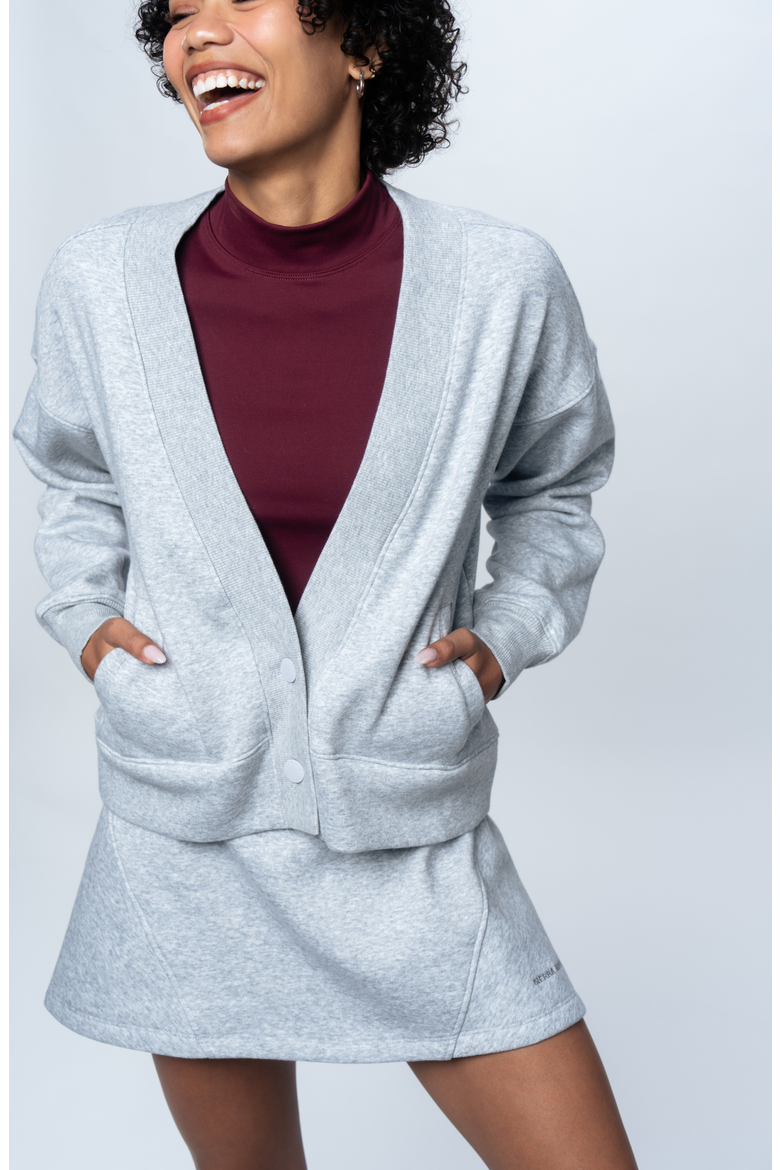 SportFleece Cardigan, Main, color, Heather Grey