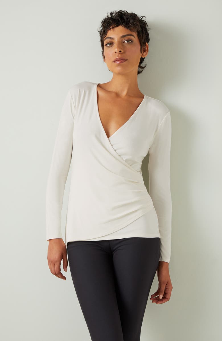 LK Bennett Eames Surplice Jersey Top, Alternate, color, Cream/ Ivory