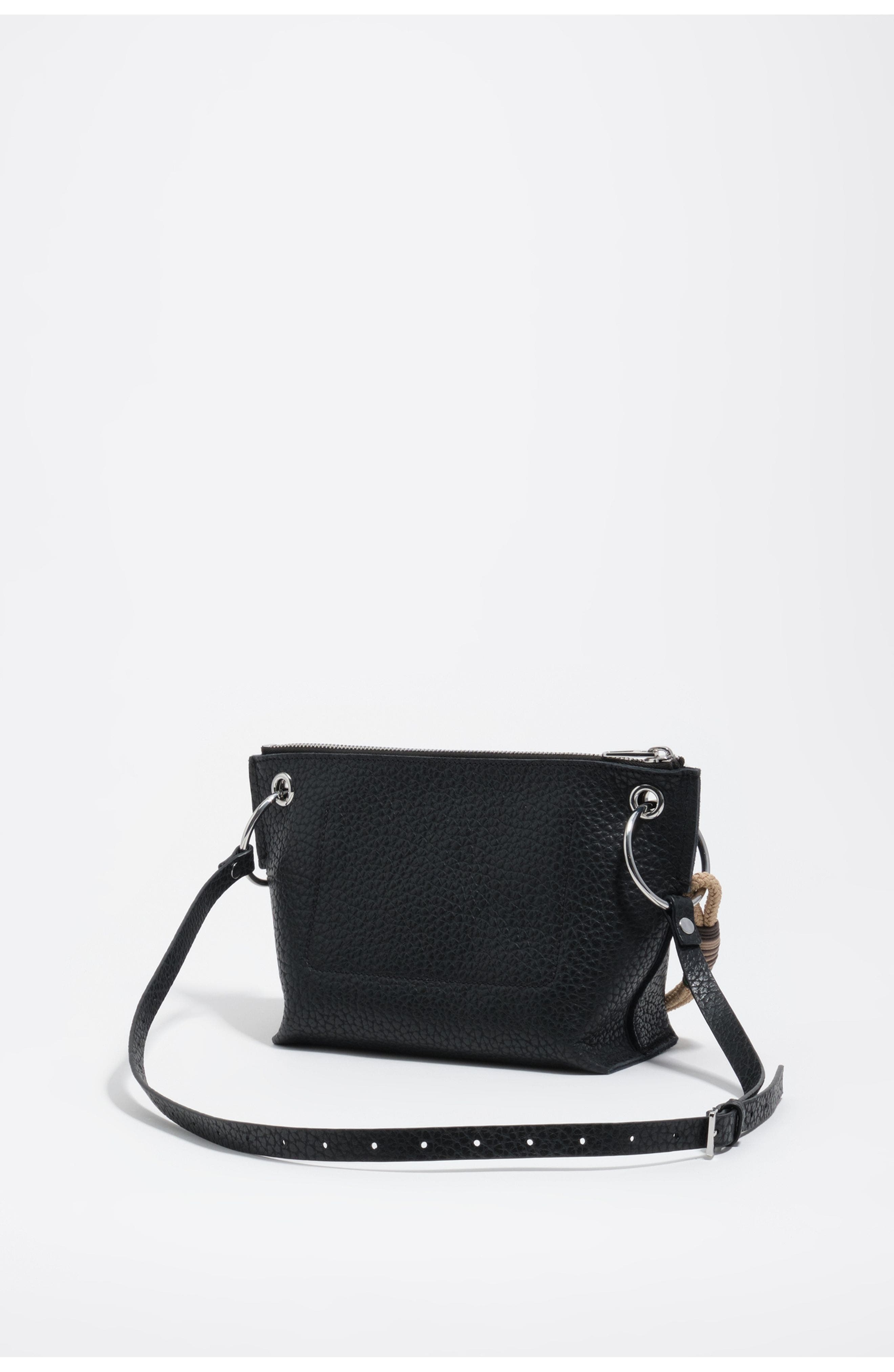 Bimba y Lola Medium Leather Trapezium Bag SS26, Alternate, color, Black