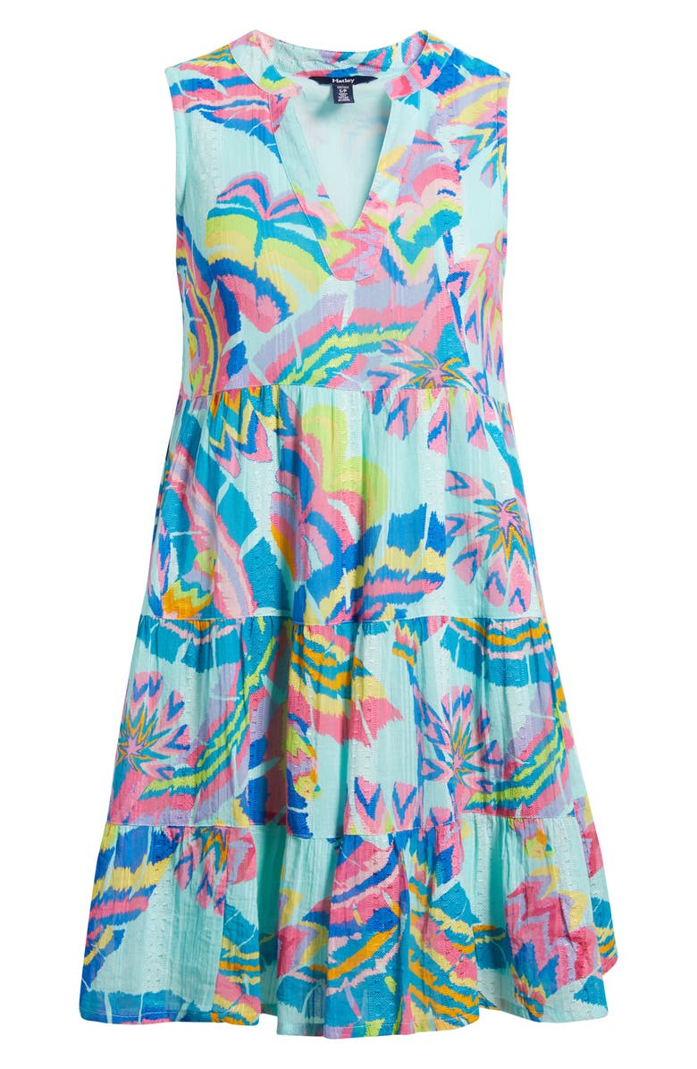 Hatley Blooming Palms Sleeveless Cotton Blend Dress, Alternate, color, Turquoise