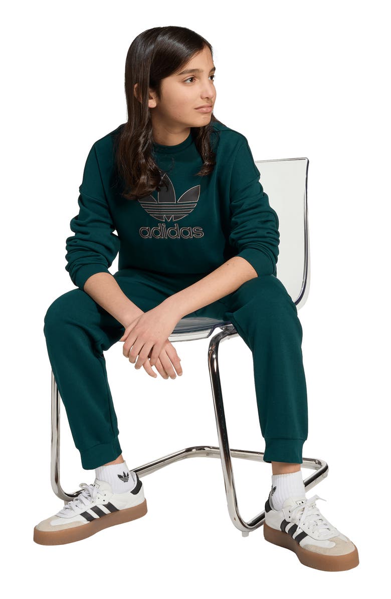 adidas Kids' Trefoil Crewneck Sweatshirt, Alternate, color, Aurora Ivy