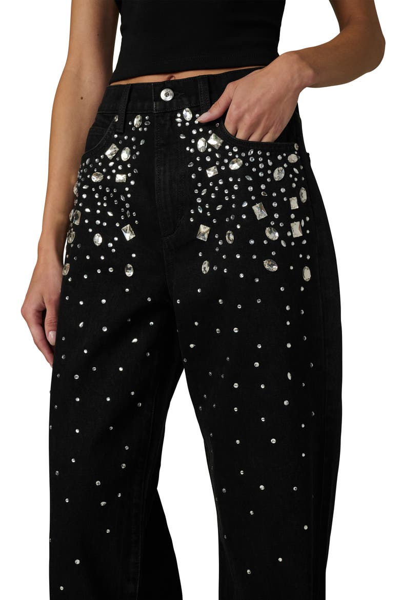 The Harlowe Stone Embellished High Waist Wide Leg Jeans, Alternate, color, CONSTELLATION