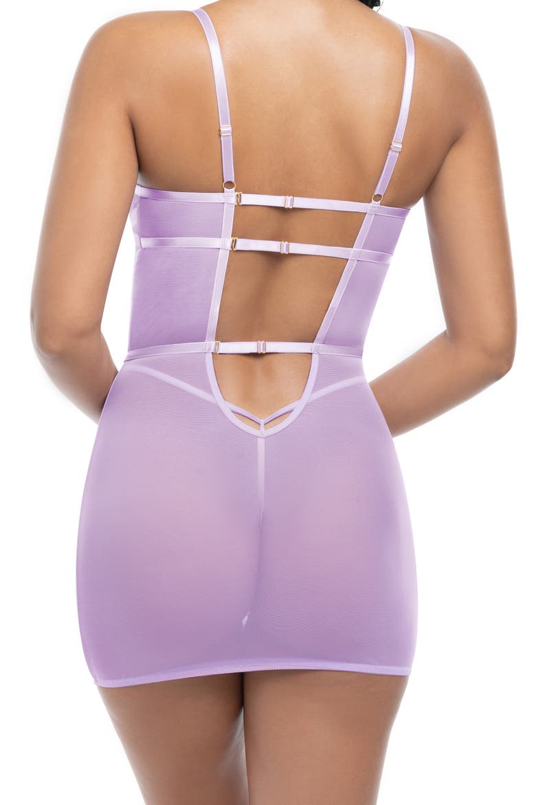 Lavender Underwire Chemise & G-String Set, Alternate, color, GRAPHIC GARDEN 041/LAVENDULA