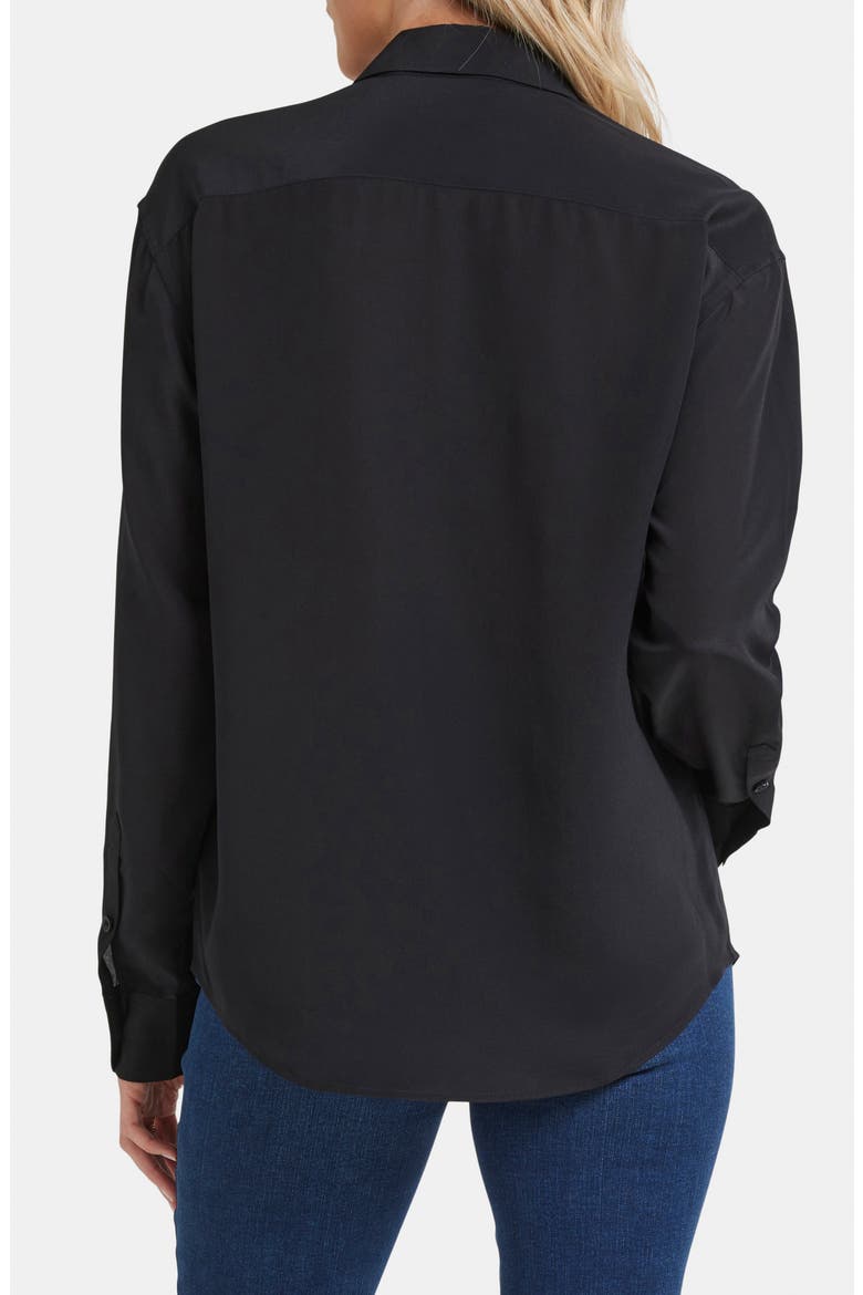 Lauren Silk Button-Up Shirt, Alternate, color, BLACK