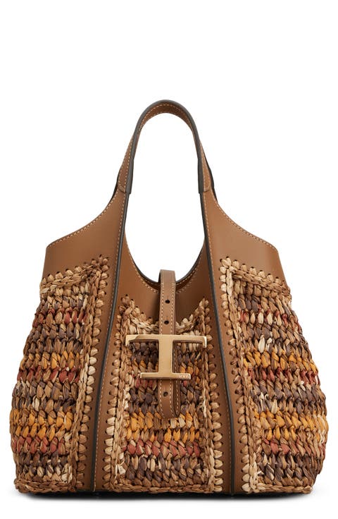 T-Timeless Raffia & Leather Shopper