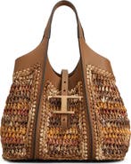 Tod's T-Timeless Raffia & Leather Shopper