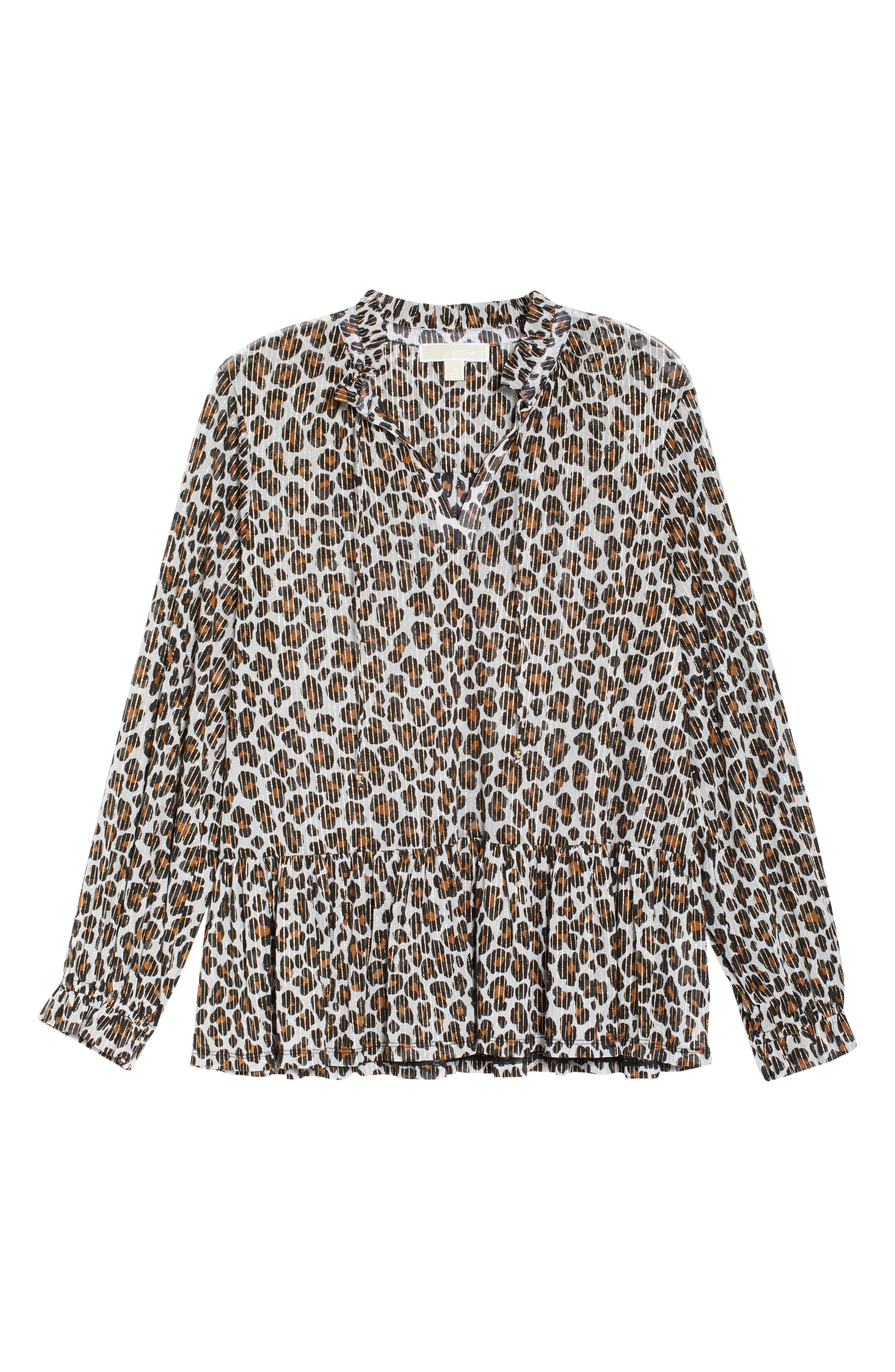 MICHAEL Michael Kors Metallic Thread Animal Print Ruffle Top (Women ...