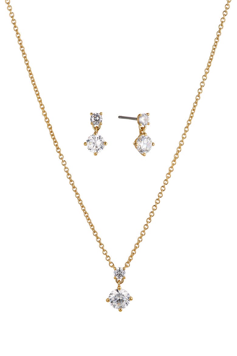Stud Earrings & Pendant Necklace Set, Main, color, GOLD