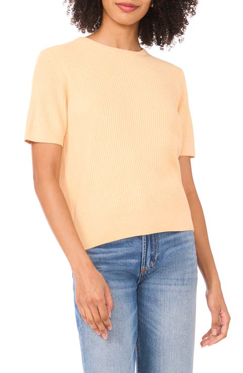 Short Sleeve Rib Sweater Top