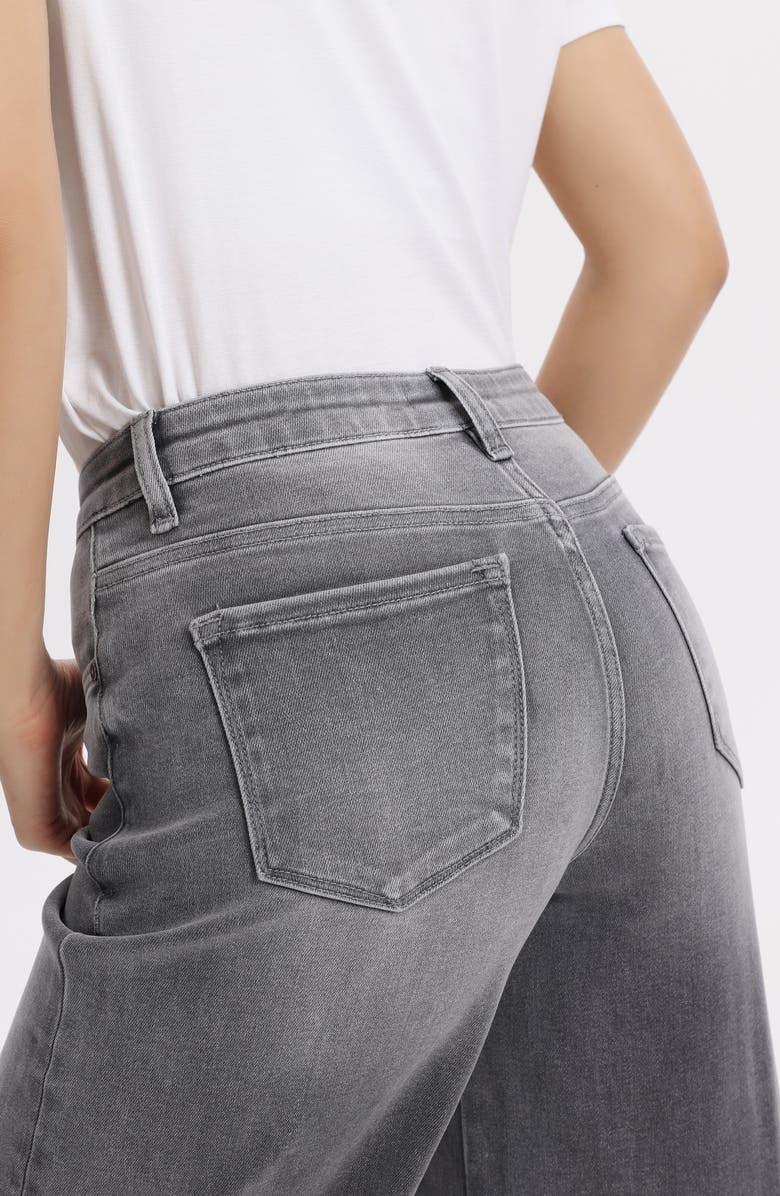 Bayeas Cuffed Wide Leg Jeans, Alternate, color, Light Grey
