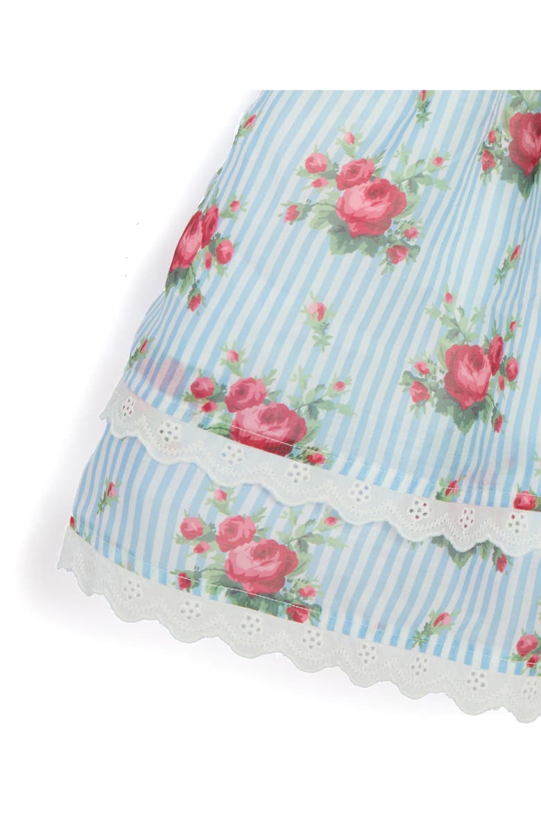 Pippa & Julie Kids' Joyce Floral Stripe Fit & Flare Dress, Alternate, color, Blue/ White