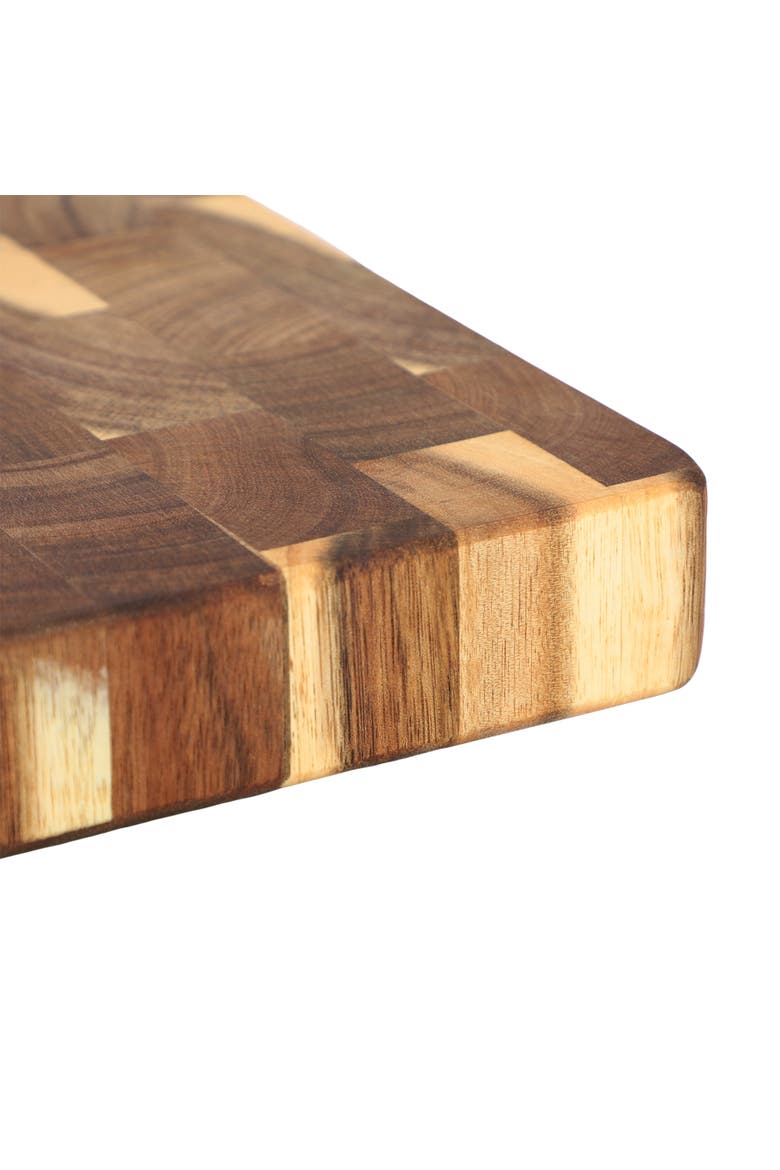 13.75 Inch Square Thick Acacia Wood Serving and Cutting Butcher Board, Alternate, color, Acacia