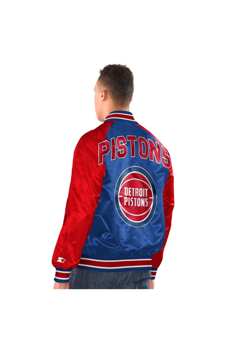 Men's Starter  Blue/Red Detroit Pistons Inductee Raglan Full-Snap Varsity Jacket, Alternate, color, Blue