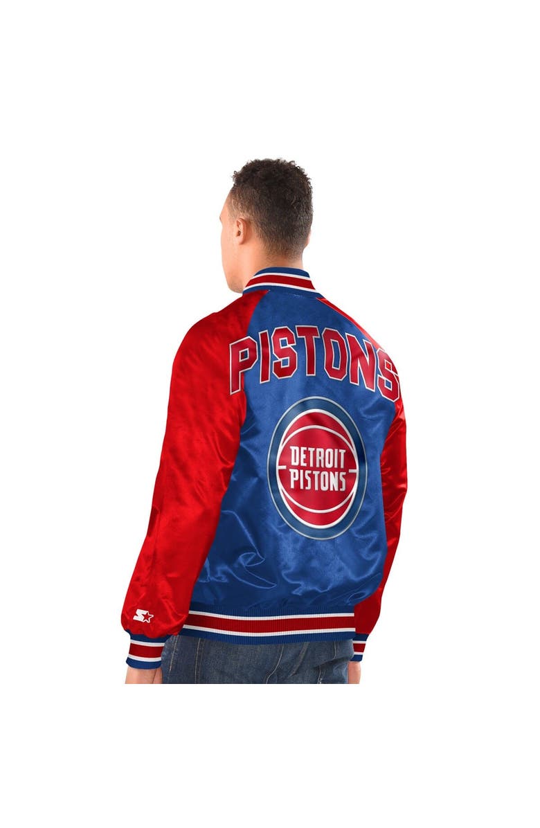 STARTER Men's Starter  Blue/Red Detroit Pistons Inductee Raglan Full-Snap Varsity Jacket, Alternate, color, Blue