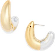 Open Edit Curved Metal C-Hoop Earrings