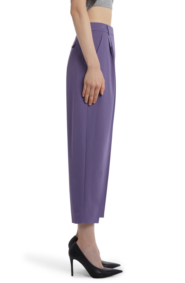 Stella McCartney Pleated Wide Leg Stretch Wool Crop Trousers, Alternate, color, 