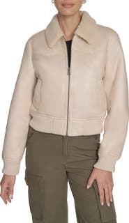 Levi's Faux Shearling Trim Faux Leather Western Bomber Jacket