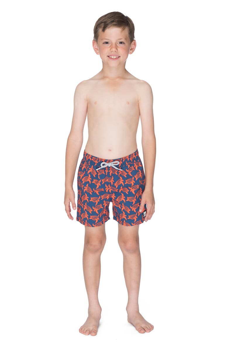 Turtle Swim Trunks, Alternate, color, NAVY/ ORANGE