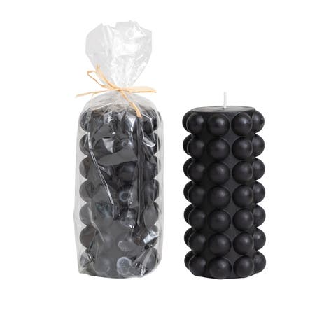 Unscented Hobnail Pillar Candle, Black