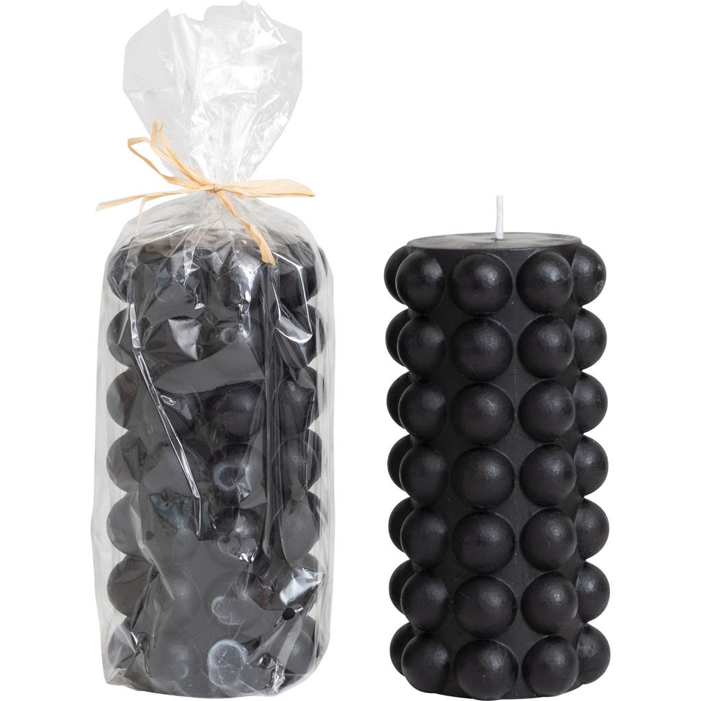 Storied Home Unscented Hobnail Pillar Candle, Black