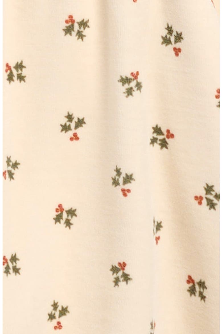 Holly Berry Organic Cotton Velour Dress, Alternate, color, NATURAL