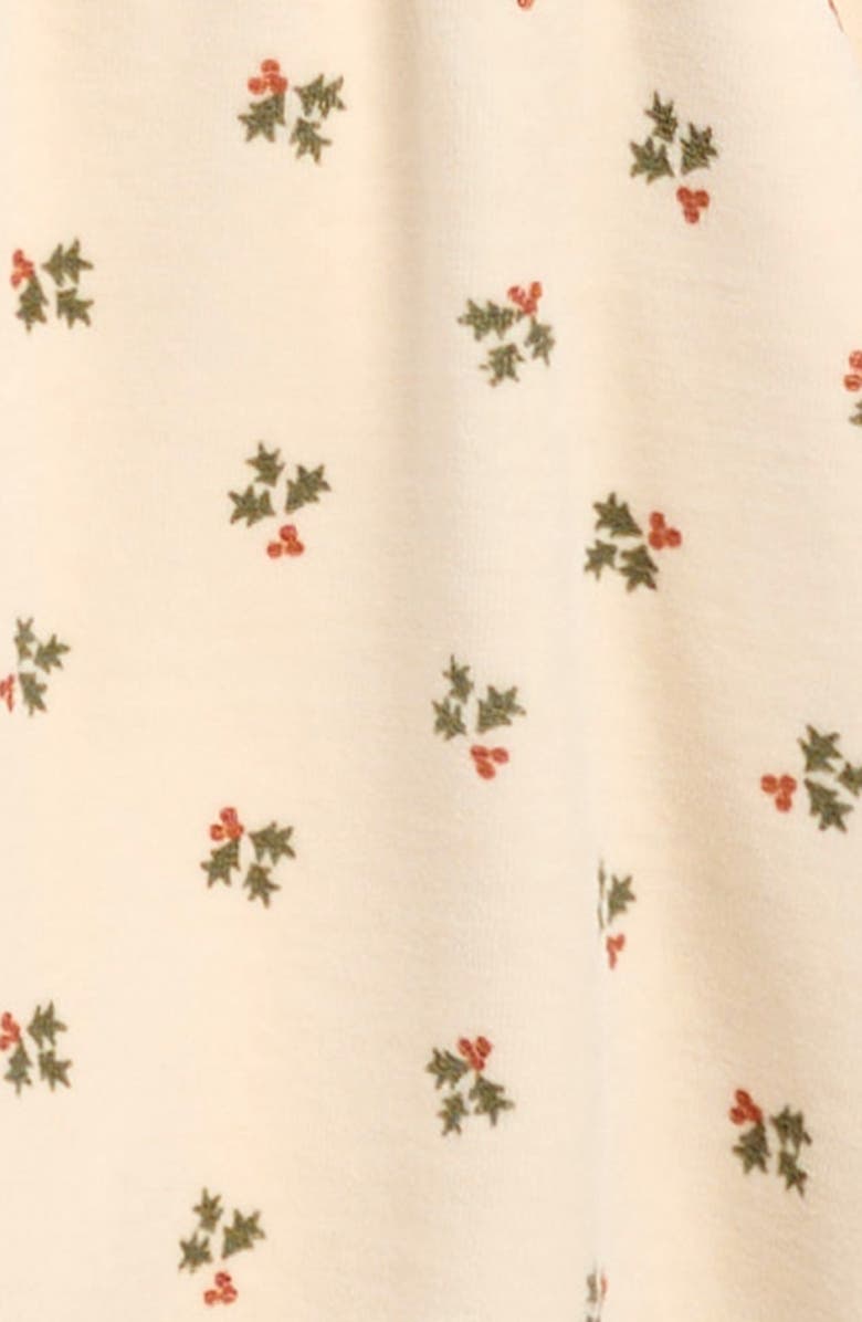 QUINCY MAE Holly Berry Organic Cotton Velour Dress, Alternate, color, Natural