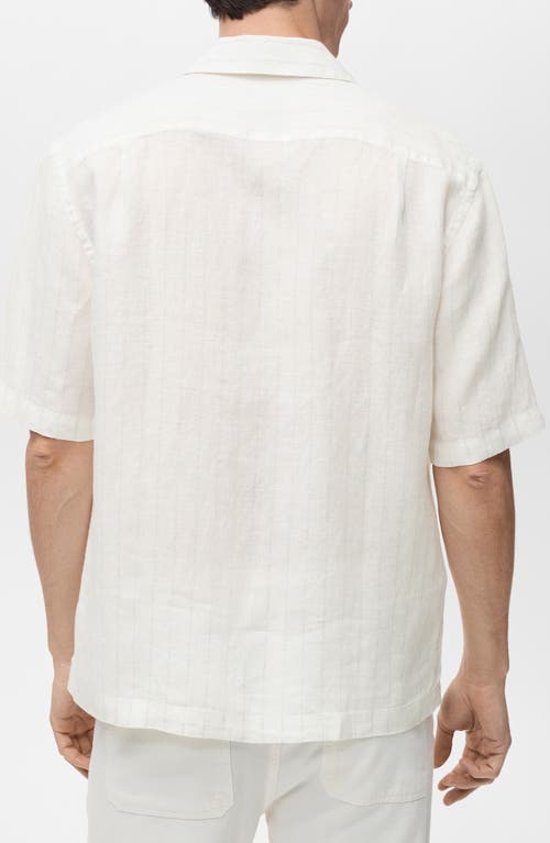 Mango Pinstripe Short Sleeve Button-up Shirt In White