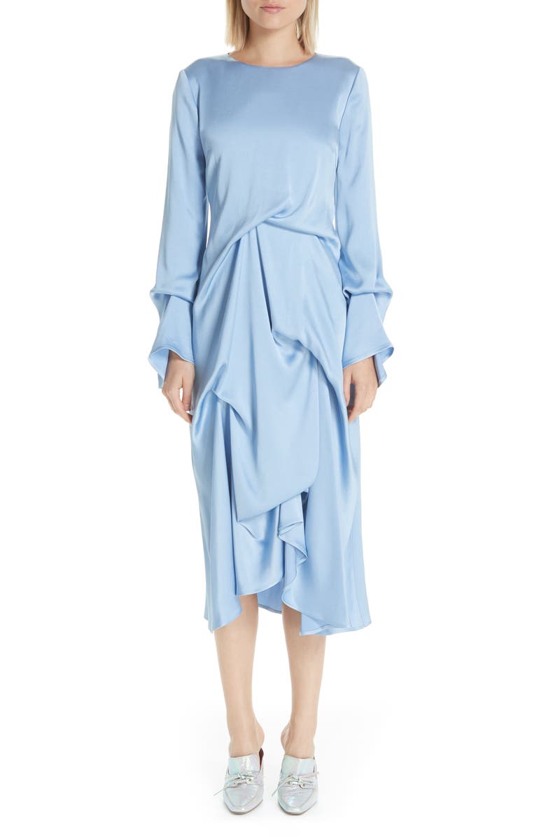 Sies Marjan Noemi Satin Pickup Detail Midi Dress, Main, color, 