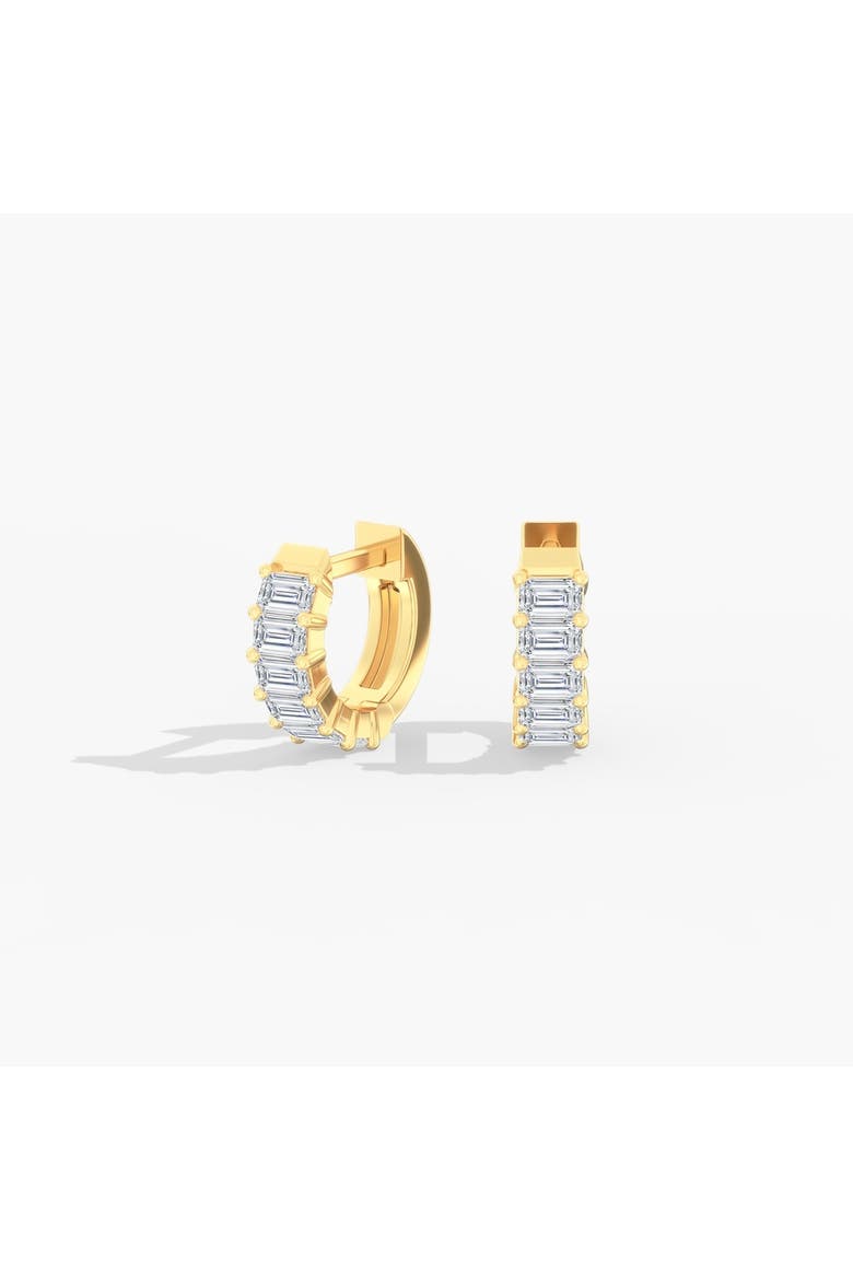 Mini Emerald Lab Diamond Huggie in 14K Gold, Main, color, Yellow Gold