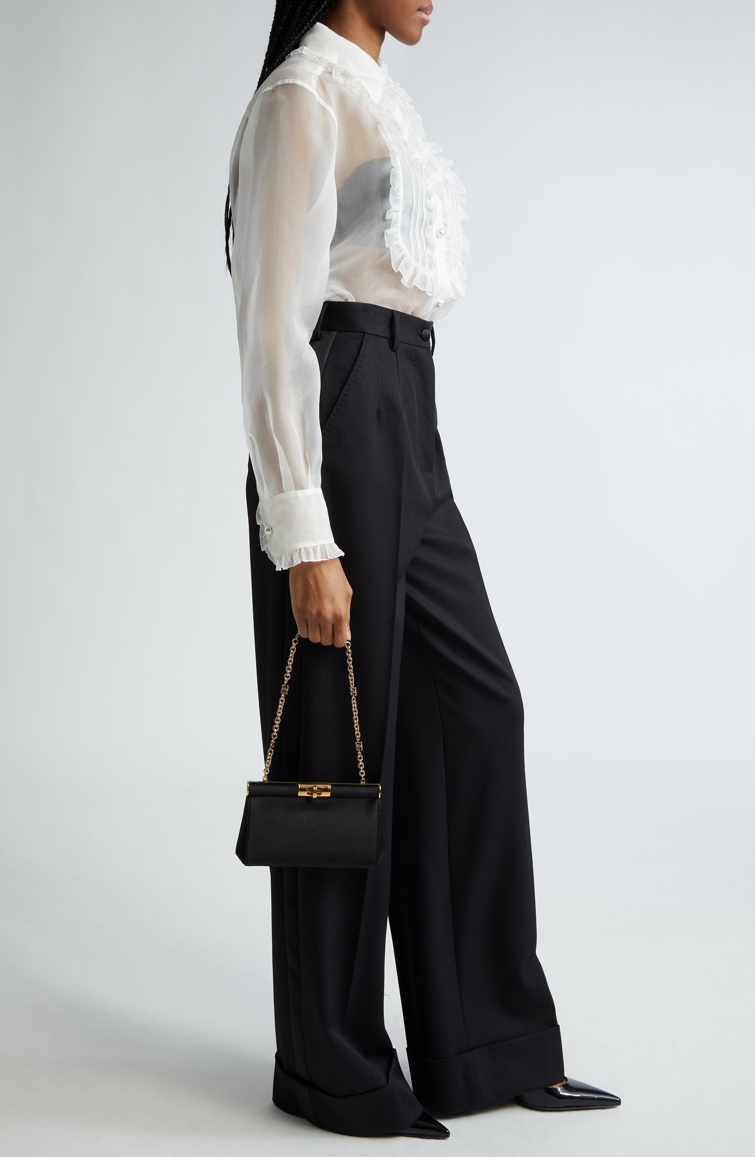 Dolce&Gabbana Small Marlene Satin Shoulder Bag, Alternate, color, Black