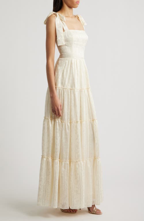 Lulus Andrea Jacquard Maxi Cocktail Dress In Cream