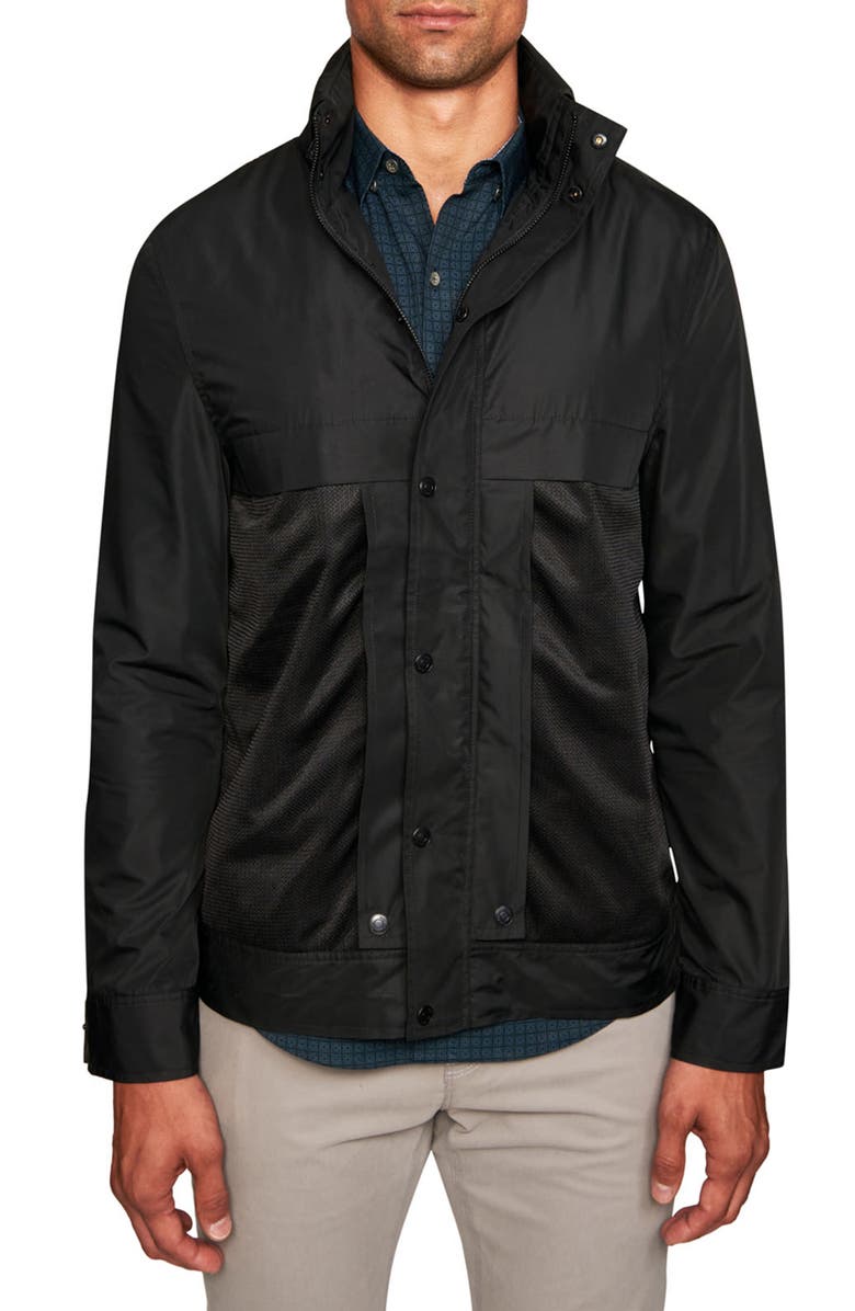 W.R.K Solid Water Resistant Mesh Hooded Jacket, Main, color, Black