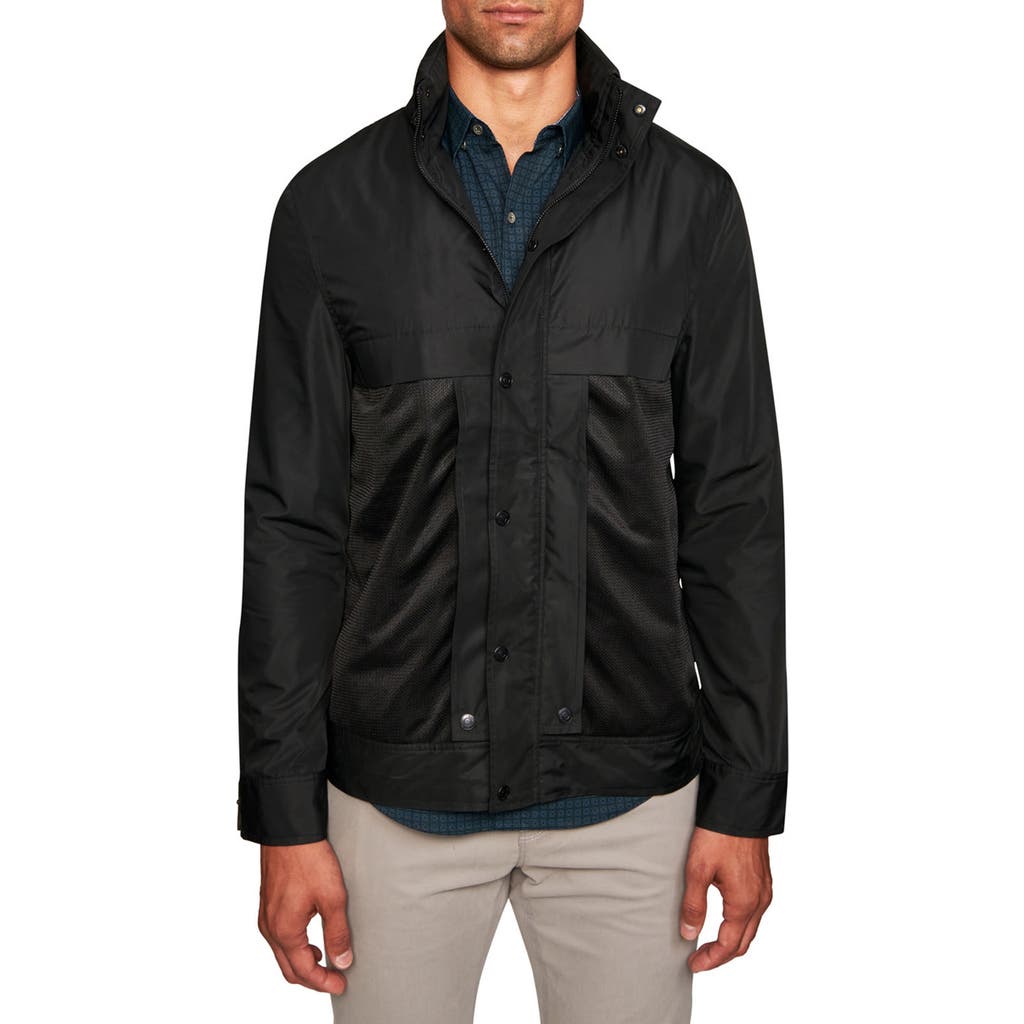 Wrk W.r.k Solid Water Resistant Mesh Hooded Jacket In Black