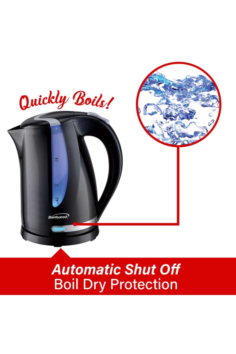 1.7L 1100W 360 Cordless Electric Kettle, Alternate, color, Black