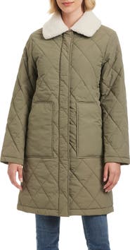 Sanctuary Water Resistant Quilted Coat with Removable Faux Shearling Collar