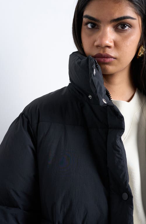 Topshop Longline Quilted Puffer Coat In Black