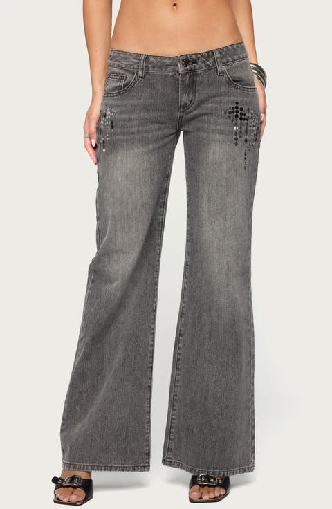 Uliz Sequin Low Rise Bootcut Jeans
