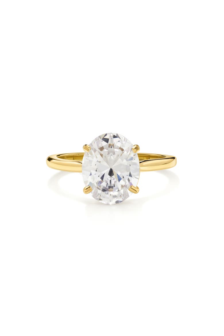 Oval Cubic Zirconia Solitaire Ring, Alternate, color, GOLD
