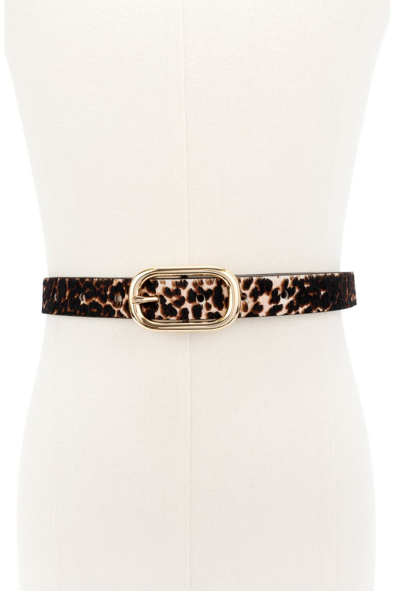 molten buckle genuine calf hair belt, Alternate, color, DOWNTOWN LEOPARD