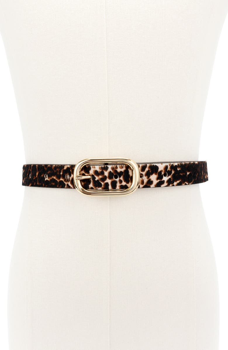 Kate Spade New York molten buckle genuine calf hair belt, Alternate, color, Downtown Leopard