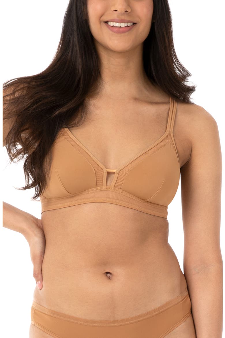 The Mesh Trim Bralette, Main, color, WARM OAK