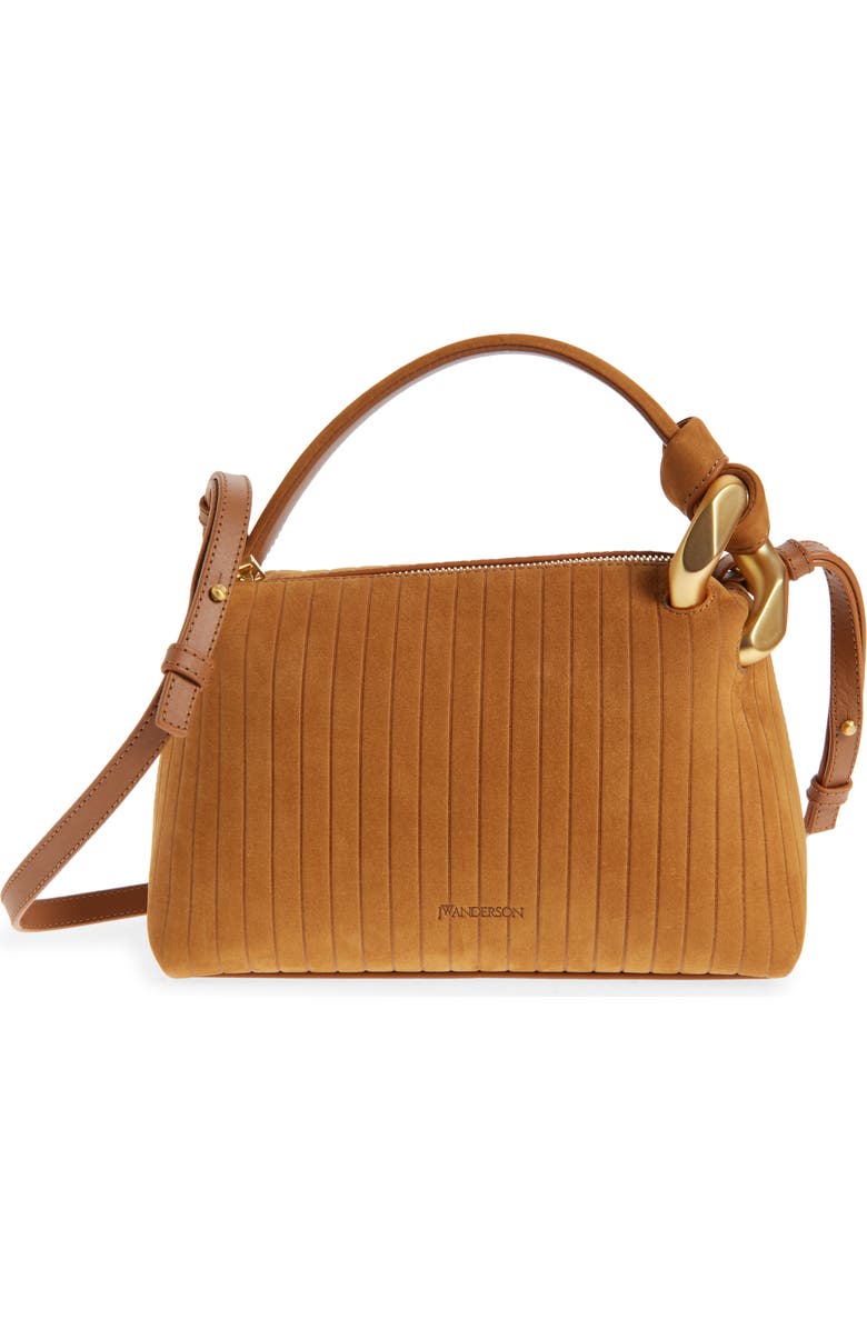 JW Anderson Small Corner Stripe Nubuck Leather Top Handle Bag, Main, color,
