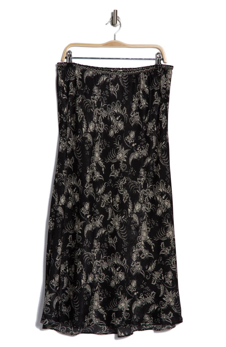 MAX STUDIO Bias Satin Midi Skirt, Alternate, color, Black Cream Waving Paisley