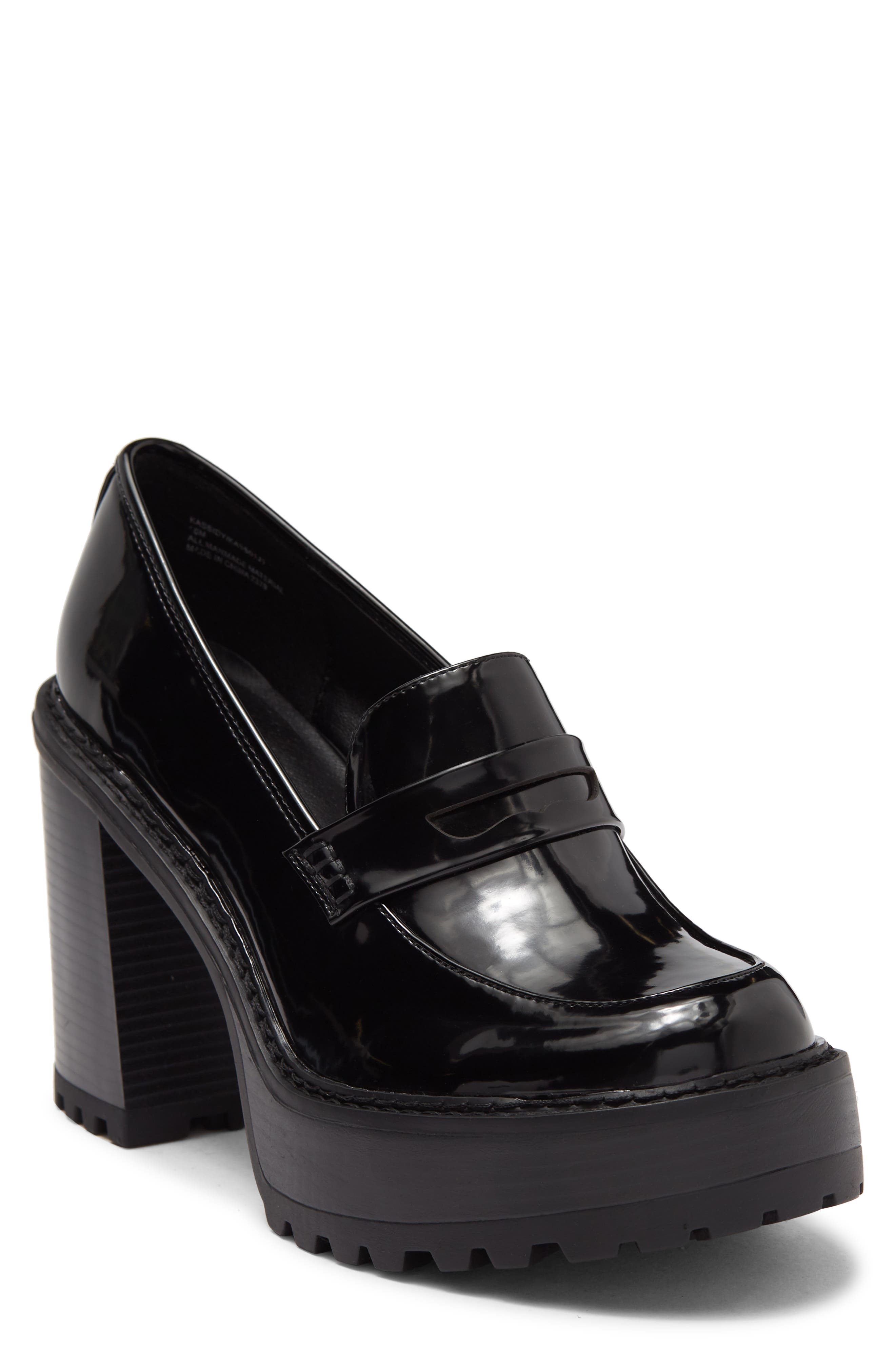 Madden Girl Kassidy Lug Sole Patent Penny Loafer Pump, Main, color, 